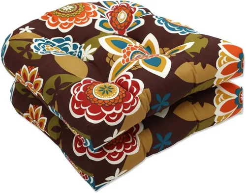 Vista 10 de Pillow Perfect Cojín floral para asiento de silla de interior/exterior, acolchonado, resistente a la intemperie y a la decoloración, 19 x 19
