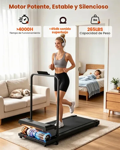 Vista 4 de Walking Pad Treadmill with Incline and Handle Bar for Home Office