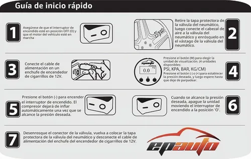 Vista 5 de EPAuto - bomba compresora de aire portátil 12 V CC, inflador digital de neumáticos Azul