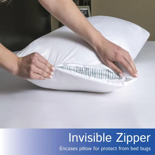 Vista 6 de Four Seasons Essentials Standard Pillow Protectors (Set of 2) – Zippered Waterproof Pillow Covers Hypoallergenic Dust Proof Pillowcase Encasement