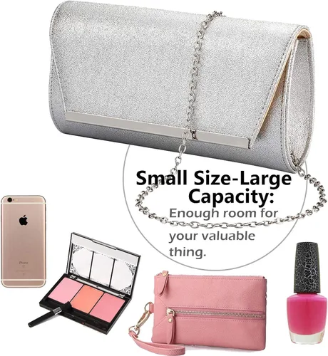 Vista 4 de BENCOMOM Bolso de mano de noche para mujer, para novia, graduación, bolso de hombro, bolso de boda, bolso de fiesta