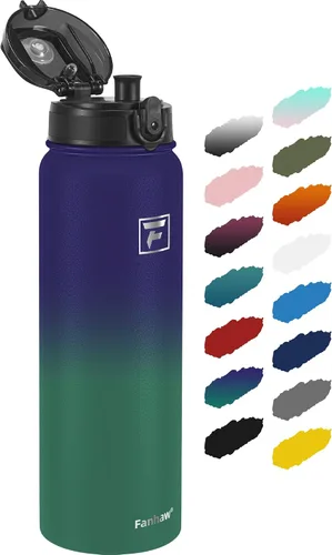Vista 16 de Fanhaw Botella de agua térmica para llevar, apta lavavajillas, de 20 onzas, acero inoxidable, doble pared, reutilizable, a prueba de fugas y sudor