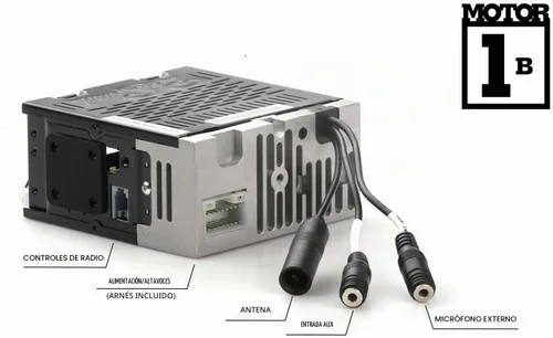 Vista 2 de RetroRadio compatible con Jeep CJ7 1976-83. Las características incluyen Bluetooth, AUX, AM/FM LAC-M1-216-37-73J