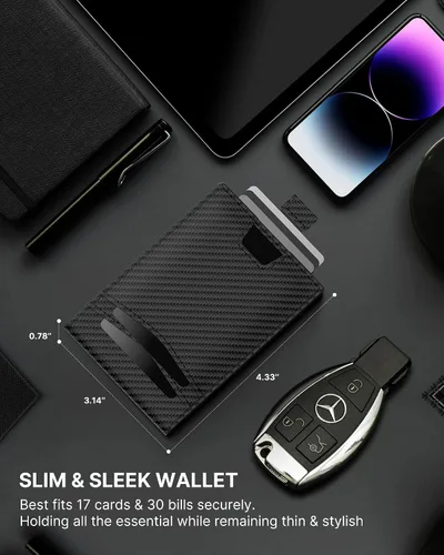 Vista 7 de typecase Cartera delgada plegable, Fibra de carbono mate., Slim Stealth Bifold (3 modos)