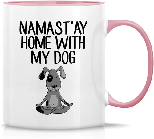 Vista 8 de Retreez Taza divertida – Namaste Namastay Home with My Dog Dogs Lover Meditación Yoga 11 Oz Tazas de café de cerámica – Divertido, sarcasmo