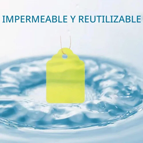 Vista 5 de 500 etiquetas impermeables con cuerda, etiquetas reutilizables de plástico para colgar