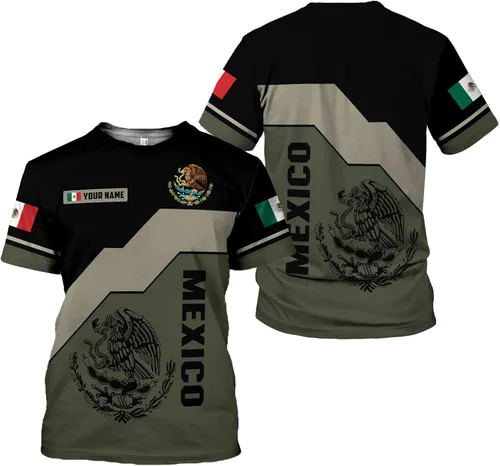 Vista 2 de Mostefy Camisetas mexicanas con nombre personalizado para hombres camisas de México personalizadas para hombres camisas de México para mujeres