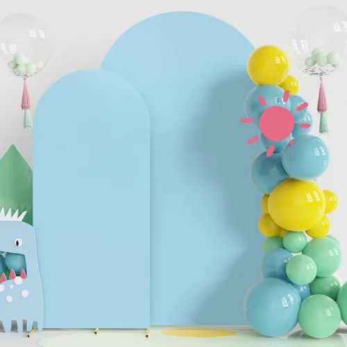 Vista 15 de Fomcet - Cubierta de arco de fondo beige para arco de 7.2 pies, 6 pies Set of 2 Spandex Backdrop Arch Covers Fitted Round Top 2-Sided Fabric for