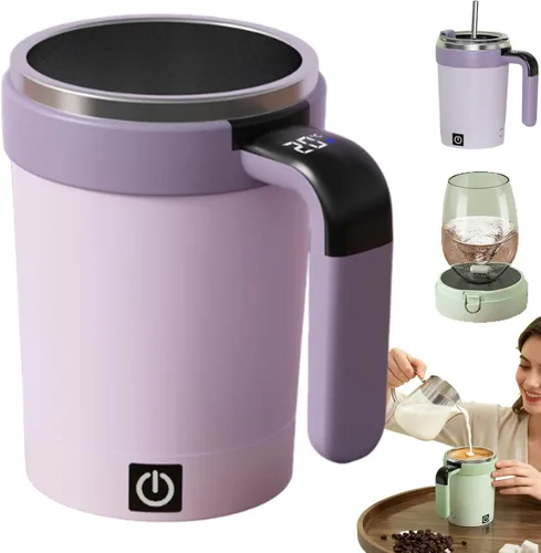 Vista 8 de Taza de agitación magnética automática – Recargable de acero inoxidable portátil para café, leche y chocolate caliente (negro)