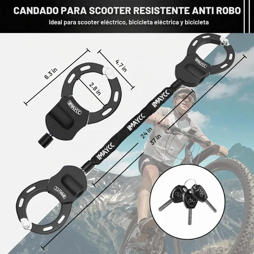 Vista 2 de IMAYCC Cerradura de la vespa, cerradura de cadena resistente de la bici Negro
