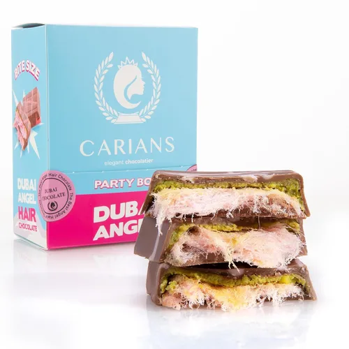 Vista 15 de Carians Viral - Barra de chocolate con pelo de ángel italiano congelado, sabor a pistacho, kataifi y caramelo, ideal para regalo, aniversario, 3.88