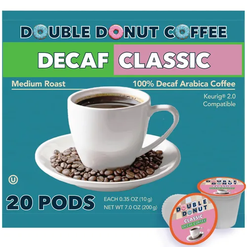 Vista 13 de Double Donut Coffee Cápsulas de café tostado oscuro descafeinado, café de mezcla extra atrevida, café de una sola porción para máquinas Keurig K