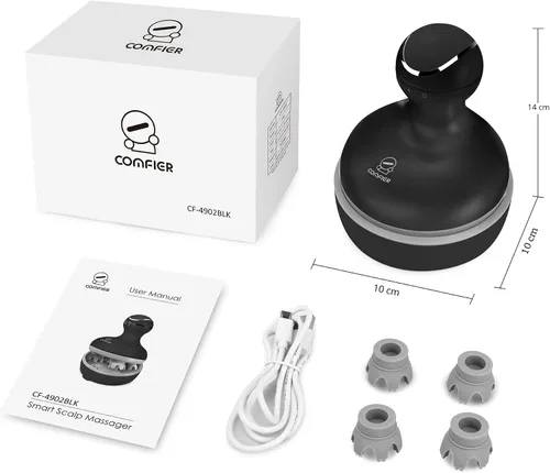 Vista 7 de Comfier - Masajeador eléctrico para cuero cabelludo, impermeable, con múltiples modos de vibración, masajeador de cabeza portátil y manual
