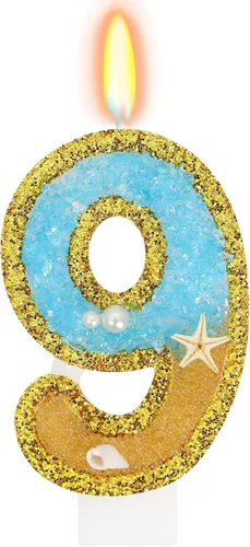 Vista 13 de Vela número 1 de estrella de mar de playa para decoración de pastel Plata