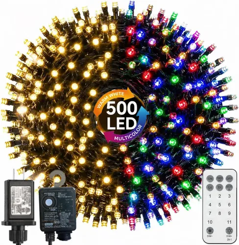 Vista 8 de Haili - Guirnalda de 105 pies de longitud y 300 luces LED para árbol de Navidad al aire libre, impermeables, con certificación UL, 8 modos de Varios