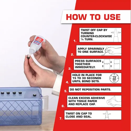 Vista 4 de Loctite Super Glue - Líquido profesional, transparente, botella de 0.7 onzas líquidas, paquete de 3 – Superpegamento para plástico, madera, metal
