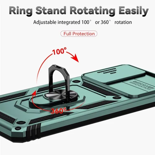 Vista 5 de Funda para Redmi Note 11 Pro 4G/5G/Redmi Note 11E Pro con protector de pantalla de vidrio templado y cubierta de cámara deslizante, soporte