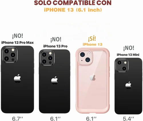 Vista 7 de Diaclara - Funda diseñada para iPhone 13, carcasa resistente de cuerpo completo con protector de pantalla integrado sensible al tacto, funda