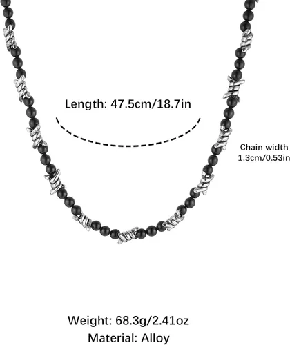 Vista 11 de Collar de alambre de púas para hombre de aleación de acero, punk, gótico, 20 pulgadas de HZMAN