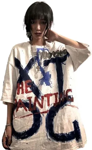 Vista 7 de Camiseta gótica de verano para mujer, diseño gráfico Harajuku gótico de anime, novedad No blanco