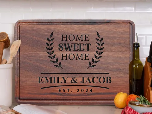 Vista 7 de Tabla de cortar personalizada de regalo para Navidad, ideas de regalo para pareja propietaria de casa, tabla de cortar de bambú personalizada Home