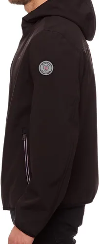 Vista 3 de Tommy Hilfiger Chaqueta Softshell ligera resistente al agua transpirable con capucha para hombre, Negro