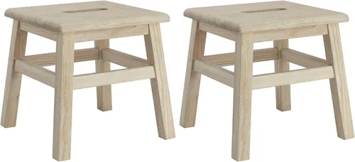 Vista 7 de eHemco Taburete escalón de madera maciza para adultos y niños, 12.25 pulgadas, blanco antiguo (no blanco puro) Fully Assembled, For Adults and