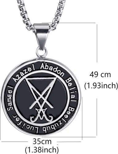 Vista 2 de ELFASIO Collar de cabra Baphomet con pentagrama invertido para hombre sigil de Lucifer Satanás símbolo satánico Samael Lilith cadena colgante