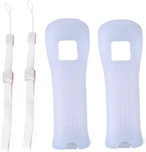 Vista 2 de Ambertown 2 x Funda de silicona blanca con correa para la muñeca para Nintendo Wii Remote