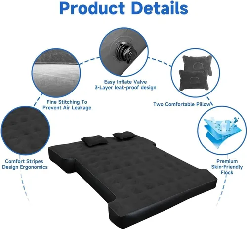 Vista 8 de Colchón de aire Umbrauto para camas de camión cortas de tamaño completo de 5.5-5.8 pies, colchón de aire inflable para tienda de camión con bomba