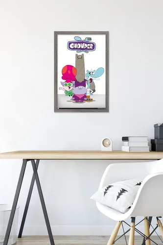Vista 6 de Trends International Chowder - Póster de pared grupal, 22.4 pulgadas de largo x 14.7 pulgadas, versión enmarcada en madera de granero Versión