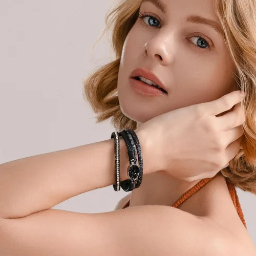 Vista 301 de FANCY SHINY - Pulsera de cuero estilo bohemio, pulsera de cuentas de cristal con cierre magnético, regalos de joyería para mujer