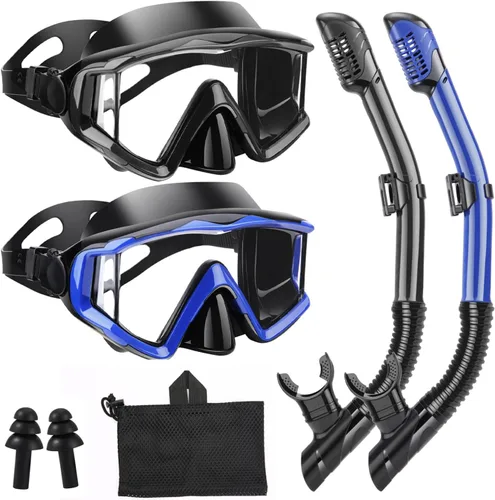 Vista 15 de Equipo de esnórquel para adultos, jóvenes y niños, juego de máscara de esnórquel, máscara de buceo, gafas de natación, máscara de buceo, a prueba