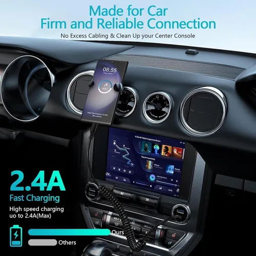 Vista 5 de Cargador de coche para iPhone 16 17 15Pro Max, 15 Plus, 15 +, 15 +, 15 Ultra Car Carplay, cable USB a USB C, cable retráctil de 5 pies, paquete de 2