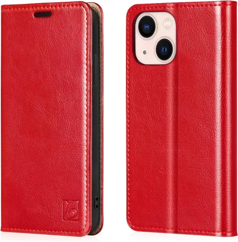 Vista 12 de Belemay Funda tipo cartera compatible con iPhone 8 Plus, de piel de vaca auténtica, funda tipo folio (funda interior de TPU suave), ranuras
