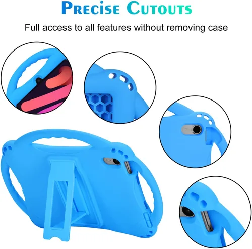 Vista 4 de TopEsct Funda infantil para iPad mini 7 (A17 Pro) 2024/iPad Mini6 2021, funda de silicona a prueba de golpes con soporte de asa para iPad mini