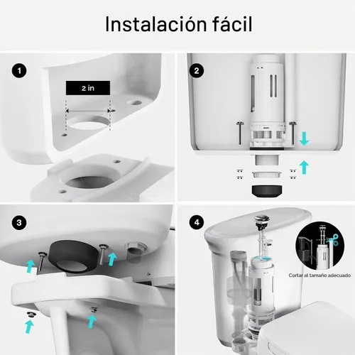 Vista 5 de R&T Kit de repuesto de válvula de descarga de inodoro de 2 pulgadas con botón pulsador, junta de tanque a tazón con pernos SUS304, kit de reparación
