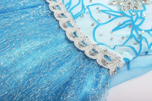 Vista 6 de ReliBeauty Disfraz de princesa de nieve para niñas, color azul