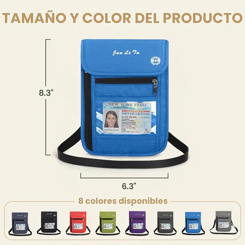 Vista 3 de Soporte para pasaporte para viajes, cartera de pasaporte RFID con diseño de ventana visual, organizador de documentos multifuncional, bolsa de viaje