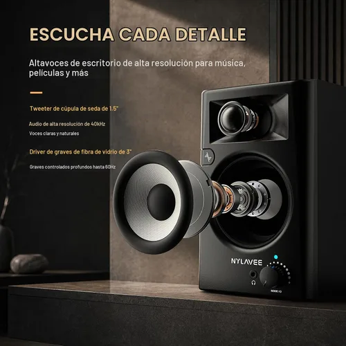 Vista 4 de Nylavee Altavoces de escritorio, Altavoces de computadora de alta resolución para PC de escritorio con LDAC