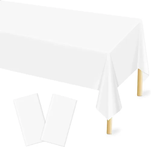 Vista 34 de Mulbozy 2 piezas de mantel de plástico negro para mesa rectangular, 54 × 108 pulgadas, fundas desechables de mesa para fiestas negras