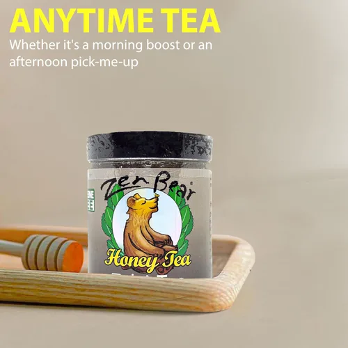 Vista 5 de Zen Bear Tulsi Tea – Mezcla de hojas de albahaca sagrada orgánica y miel pura – Té de hierbas para aliviar el estrés para relajación y bienestar