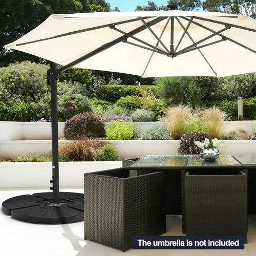 Vista 4 de Tangkula 4 piezas de 185 libras voladizas de patio con compensación de base de sombrilla para patio, relleno de agua y arena, resistente soporte
