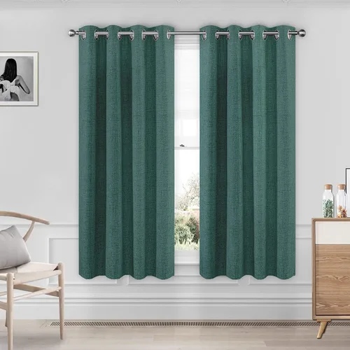 Vista 32 de CUCRAF Juego de 2 paneles de cortinas 100% opacas de lino de 84 pulgadas de largo, con pestaña trasera y bolsillo para barra para sala de estar