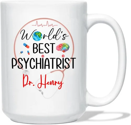Vista 15 de Taza de café personalizada para psiquiatra jubilada, regalo para el abuelo y la abuela, "A Truly Great Psychiatist Is Hard To Find Difficult To Part