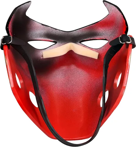 Vista 6 de Máscara de capucha roja de resina de lujo para Halloween Cosplay máscara coleccionable