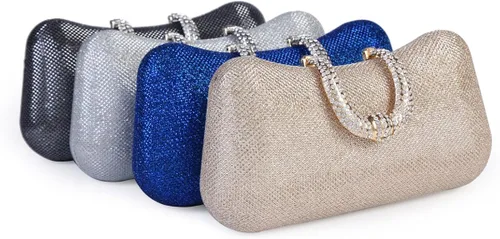 Vista 5 de Damara Bolso de mano de noche con cierre de diamantes de imitación para mujer