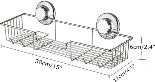 Vista 7 de SANNO Organizador de ducha con ventosa con ganchos, potente ventosa, organizador de almacenamiento combinado de estante de baño, accesorios de baño