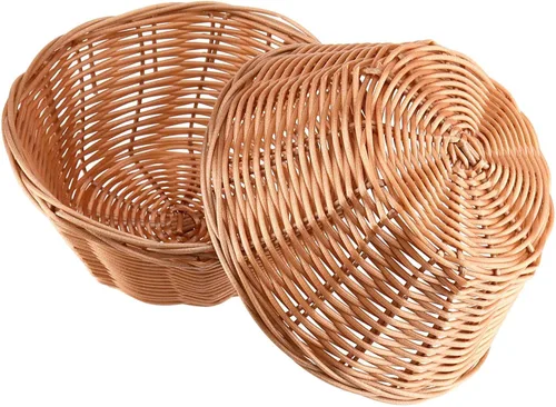 Vista 5 de PINGEUI 16 cestas de pan a granel, cestas redondas de plástico de 7 pulgadas, cestas tejidas pequeñas marrones para alimentos, frutas, verduras