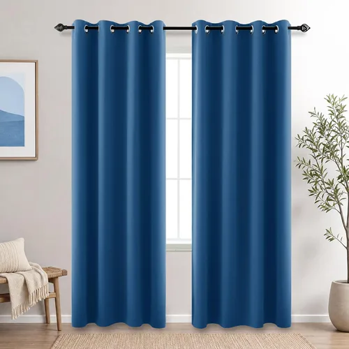 Vista 58 de KOUFALL Cortinas de Baño Aqua para Ventana, Juego de 2 Paneles Decoración Costera Cortinas Cortas Opacas para Ventana Pequeña de Cocina Puerta